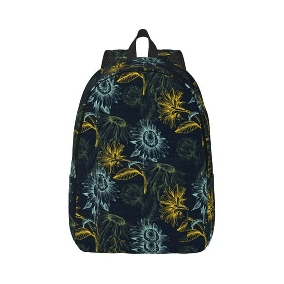 Naloa Sunflowers Canvas Backpack for Men Women Rucksack Casual Travel Daypack College Tote Satchel Bookbag for Teens-Small
