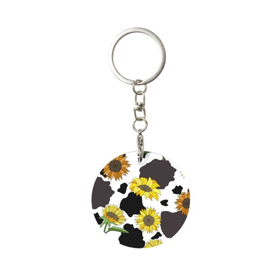 Naloa Sunflowers Country Print Round Keychain Keychain Key Ring, Key Tag, Key Chain Bulk for Gift Accessories (Round)