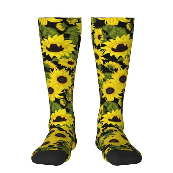 Naloa Sunflowers In Vintage Thigh High Socks Extra Long Stretchy Sock Women Over Knee High Opaque Stocking Daily Wear