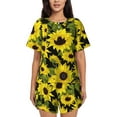 thumbnail image 1 of Naloa Sunflowers In Vintage Women's Short-Sleeved Pajama Set, Loungewear, Summer pajamas, Breathable Cozy - Small, 1 of 9