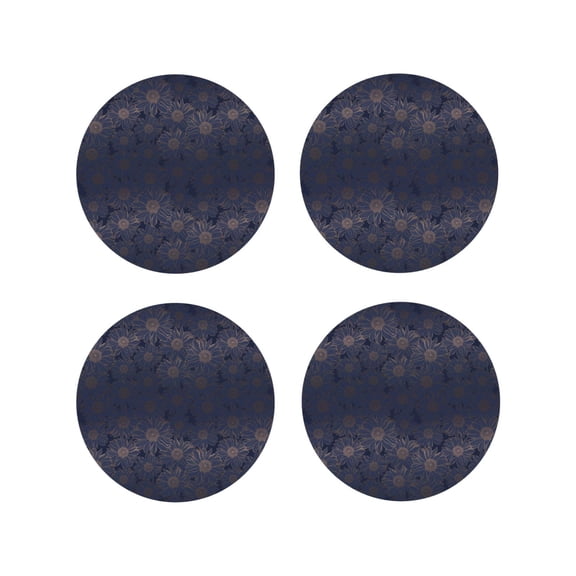 Naloa Sunflowers Leather Coasters for Drinks, Durable Drink Coasters 4 Set for Tabletop Protection, Luxurious Home Décor and Housewarming Gift ( {designName})Round Shape