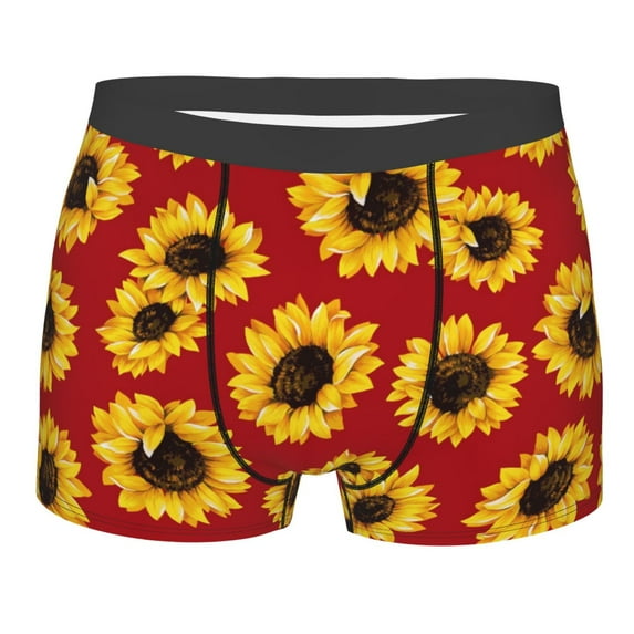 Naloa Sunflowers On Red Print Mens Underwear - Boxers for Men, Classic Briefs for Men