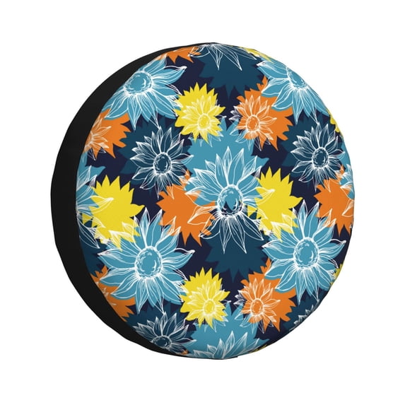 Naloa Sunflowers PVC Leather Spare Tire Wheel Cover for Car Truck SUV Camper Trailer Universal Fit many size15 inch