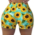 thumbnail image 1 of Naloa Sunflowers With Green Leaves Biker Shorts for Women Seamless Scrunch Short Women’s Yoga Shorts for Gym Running Sport Shorts - Small, 1 of 9
