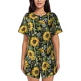 thumbnail image 1 of Naloa Sunflowers Women's Short-Sleeved Pajama Set, Loungewear, Summer pajamas, Breathable Cozy - Small, 1 of 9