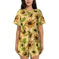 thumbnail image 1 of Naloa Sunflowers Women's Short-Sleeved Pajama Set, Loungewear, Summer pajamas, Breathable Cozy - XX-Large, 1 of 9