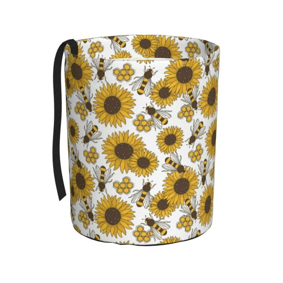 Naloa Sunflowers and Bees Car Trash Can Garbage Car Accessories Trash Can Car Waste Bin for for Driver and Passenger Any Vehicle