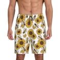 thumbnail image 1 of Naloa Sunflowers and Bees Men's Short Pajama Pants, Lounge Comfort Shorts with Elasticized Waistband and Side Pockets - X-Large, 1 of 9