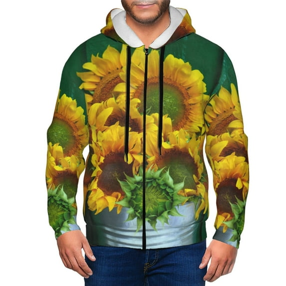 Naloa Sunflowers in Bucket Men’s Hoodies, Zip up Hoodie, Sweatshirts,Hoodies for Men Sizes S-3XL-Medium