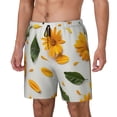 thumbnail image 1 of Naloa Sunny Yellow SunFlower Print Men Swim Trunks with Compression Liner ,Board Shorts,Men's Swim Shorts with Drawstring and Elastic Waistband-Small, 1 of 6