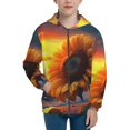 thumbnail image 1 of Naloa Sunset Coast Sunflower Teenage Zipper Hoodie, Long Sleeve Zip Up Hoodies Casual Jackets Tops for 7-12 Years-Small, 1 of 6