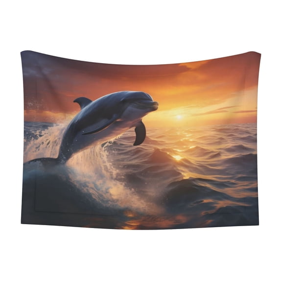 Naloa Sunset Dancing Dolphin Dog Blanket, 3 Sizes Cat Blanket for Indoor Cats Large Medium Small Dog Gifts-