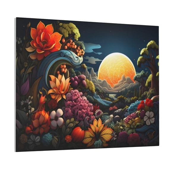 Naloa Sunset Floral Fantasy Landscape Print Canvas Bathroom Wall Art,Bathroom Wall Art Decoration, Canvas Poster Prints,Decorative Paintings for Living Room, Bathroom, Kids Room
