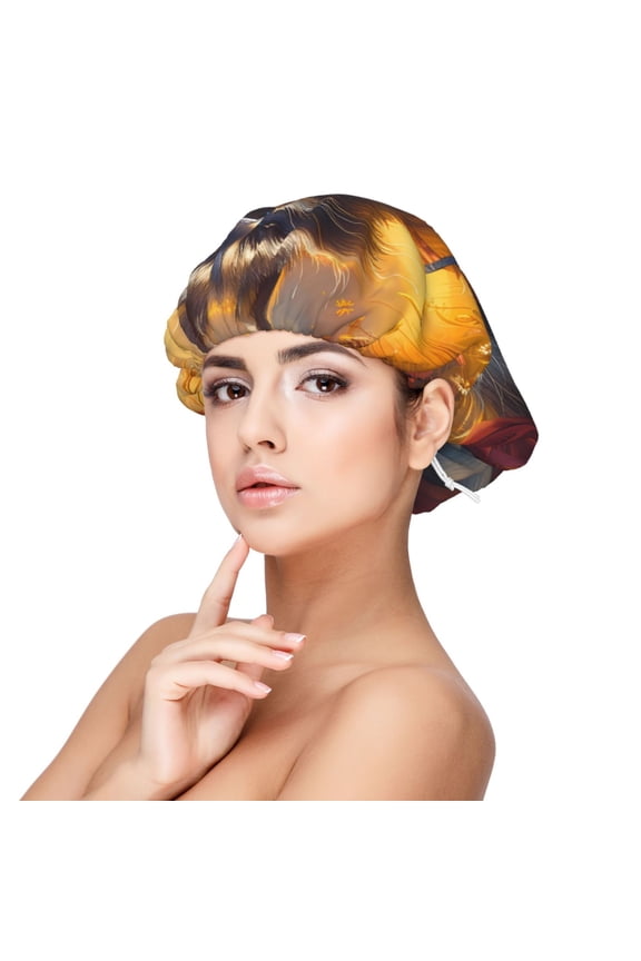 Sunset Flower Meditating Raccoon Adjustable Hair Bonnet for Sleeping, Hair Wrap Sleep Cap Turban for Women Men, Curly Straight Hair Long Large Braid Unisex