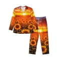 thumbnail image 1 of Naloa Sunset Golden Sunflower Field Men’s Pajamas Set - Long Sleeve Button Down Sleep Shirt and Pajama Bottoms Sleepwear Set-Small, 1 of 7