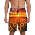 thumbnail image 1 of Naloa Sunset Golden Sunflower Field Men's Short Pajama Pants, Pj Shorts, Lounge Comfort Shorts-X-Large, 1 of 6