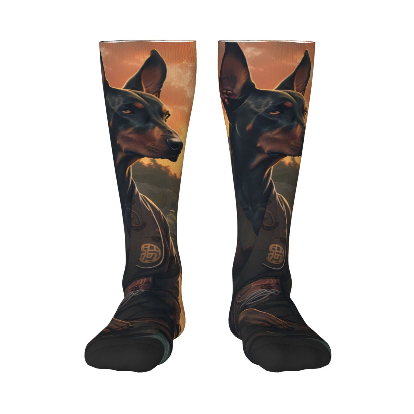 'I Love My Doberman' Performance Running Socks – Breathable, Moisture-Wicking, Anti-Slip, Comfortable Fit For Men & Women, Puerto Rico Flag Design