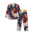 thumbnail image 1 of Naloa Sunset Ocean Watercolor Dolphin Men’s Pajamas Set - Long Sleeve Button Down Sleep Shirt and Pajama Bottoms Sleepwear Set-, 1 of 7