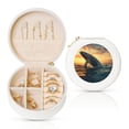 thumbnail image 1 of Naloa Sunset Ocean Whale Round Jewelry Box, Travel Jewelry Organizer, 3.9 x 3.9 x 2in Jewelry Storage Box for Women-White, 1 of 7