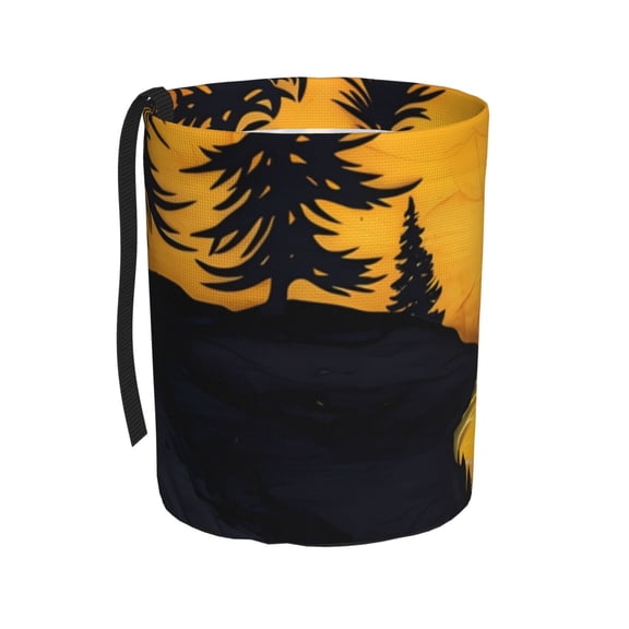 Naloa Sunset River Pine Trees Car Trash Can Garbage Car Accessories Trash Can Car Waste Bin for for Driver and Passenger Any Vehicle
