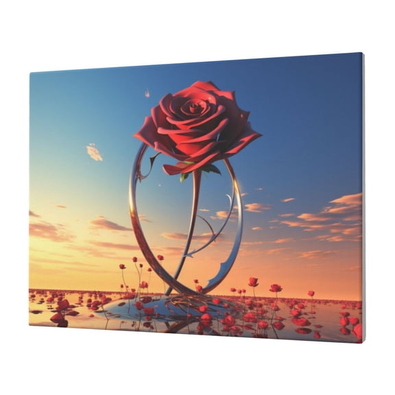 Naloa Sunset Rose Elegance Print Canvas Picture,Wall Pictures, Modern Decorative Poster,Art Prints for Bedroom, Toilet, 40 x 30 cm, Built-in Wooden Frame