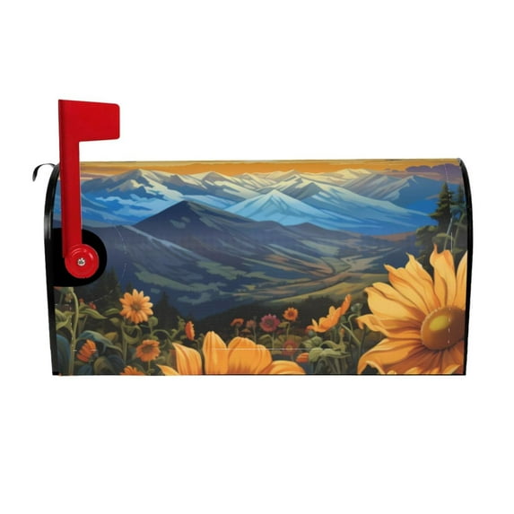 Naloa Sunset Sky Sunflower Mailbox Covers Magnetic Post Box Cover Post Letter Box Cover Garden Decor-25.5x21 in