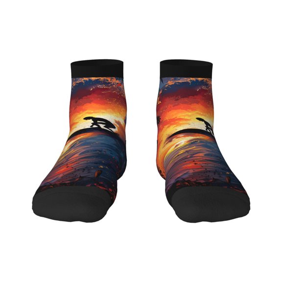 Naloa Sunset Surfing Silhouette Ankle Socks for Women Non Slip Socks No Show Socks Classic Low Cut Casual Socks Casual Socks