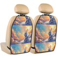 thumbnail image 1 of Naloa Sunshine Colorful Cloud Rabbit 2Pcs Anti-Kick Back Seat Cover Kick Mat, Car Seat Protector with 3 Storage Pockets, 1 of 8