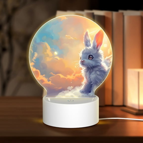 Naloa Sunshine Colorful Cloud Rabbit Acrylic LED Night Light Custom LED Lights Personalized Nightlight Customized Gifts for Family Couples Friends