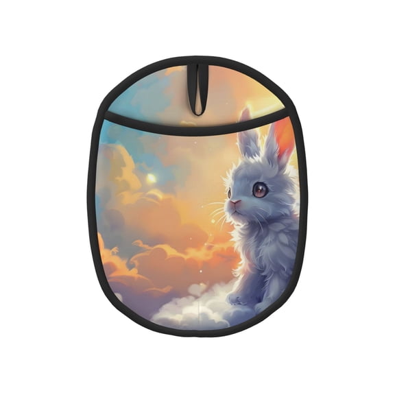 Naloa Sunshine Colorful Cloud Rabbit Silicone Pot Holders, Oven Mitts Heat Resistant Hot Pads, Non Slip Pot Holder for Kitchen Baking and Cooking 9.4 x 7.5 Inches