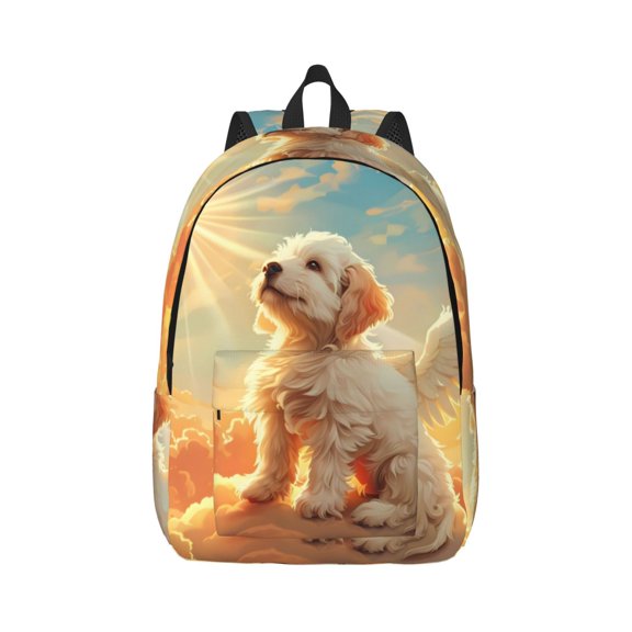 Naloa Sunshine Golden Cloud Dog Canvas Backpack for Men Women Rucksack Casual Travel Daypack College Tote Satchel Bookbag for Teens-Small