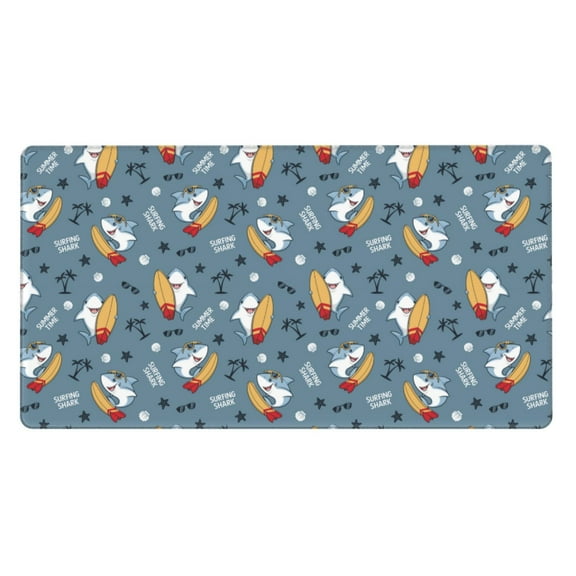 Naloa Surf Shark Gaming Mouse Pad Large Mouse Mat Long Extended Desk Pad Non-Slip Rubber Mice Pads Stitched Edges Thin Pad (16x29.5 Inch)