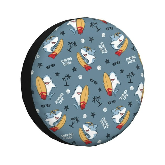 Naloa Surf Shark PVC Leather Spare Tire Wheel Cover for Car Truck SUV Camper Trailer Universal Fit many size15 inch