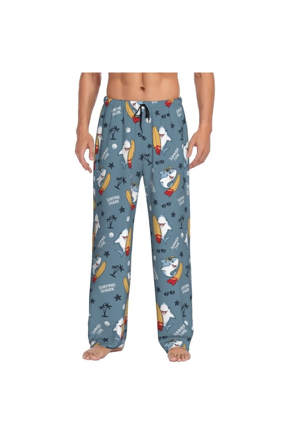 Surf Shark Pajama Pants Men, PJ Bottoms, Sleep & Lounge Pants-Small