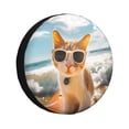 thumbnail image 1 of Naloa Surfing Cat Sun PVC Leather Spare Tire Wheel Cover Spare Tire Cover, for Car Truck SUV Camper Trailer Universal Fit(14-17in)-17 inch, 1 of 6