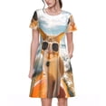 thumbnail image 1 of Naloa Surfing Cat Sun Print Womens Summer A-Line Dress with Pockets,Short Sleeve Dresses,Flowy Beach Swing Dress for Vacation Travel, 1 of 6