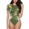 thumbnail image 1 of Naloa Surfing Dinosaur Women's Short-Sleeved Onesie, One-Piece Swimsuit for Parties, dates, clubs - Small, 1 of 9