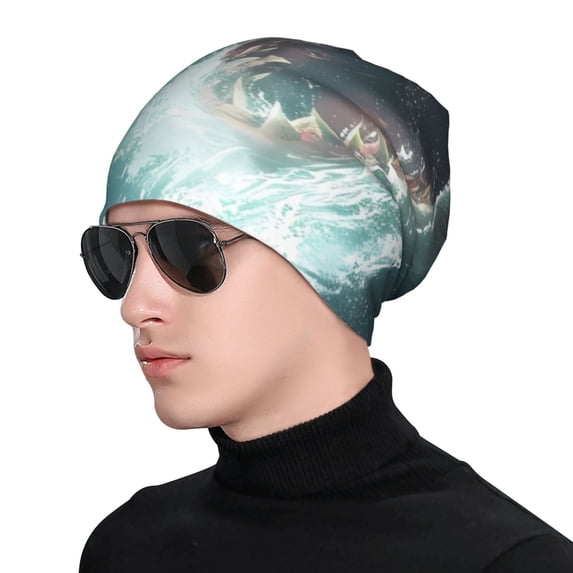 Naloa Surfing Shark Soft Beanie Hat, Knit Beanie Daily Beanie in Fine Knit for Women Men Winter Travel, Outdoor