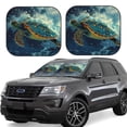 thumbnail image 1 of Naloa Surfing Turtle Print 2-Piece Windshield Sunshade,Foldable Car Front Window Sun Shades,for Most Sedans SUV Truck-Small, 1 of 6
