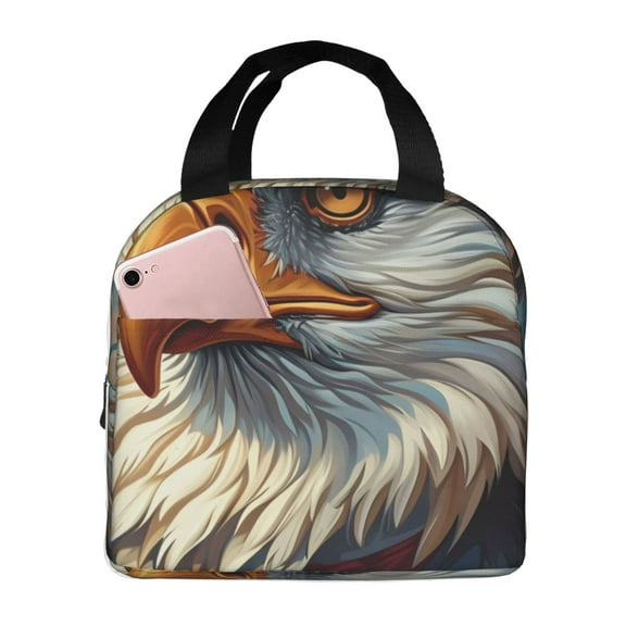 Naloa Surreal Bald Eagle Gentleman Print Lunch Box for Women Men,Insulated Lunch Bag,Lunchbox,Thermal Leakproof Cooler,Reusable Lunch Tote Bag for Work School Travel Picnic