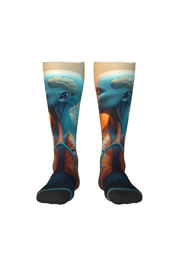 Surreal Body Art Knee Socks, High Socks Long Stretchy Sock Women Knee High Stocking, Long Socks for Women