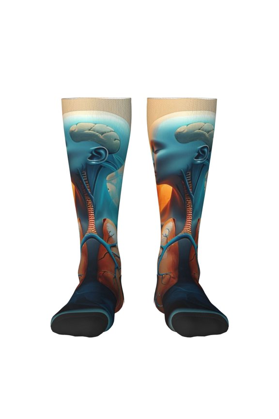 Surreal Body Art Knee Socks, High Socks Long Stretchy Sock Women Knee High Stocking, Long Socks for Women