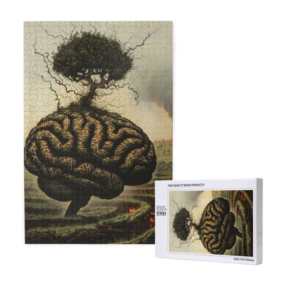 Naloa Surreal Brain Tree Custom Puzzles Personalized Puzzle 1000 Pieces from Photo Custom Jigsaw Puzzle for Wedding, Graduation, (29.519.7in, Vertical)