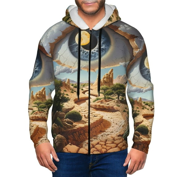 Naloa Surreal Desert Eye Landscape Men’s Hoodies, Zip up Hoodie, Sweatshirts,Hoodies for Men Sizes S-3XL-X-Large