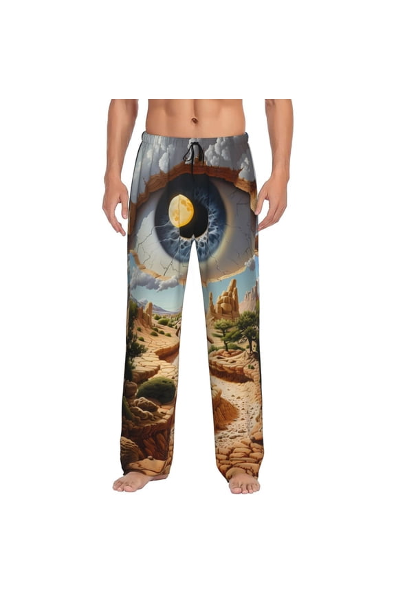 Surreal Desert Eye Landscape Pajama Pants Men, PJ Bottoms, Sleep & Lounge Pants-Small