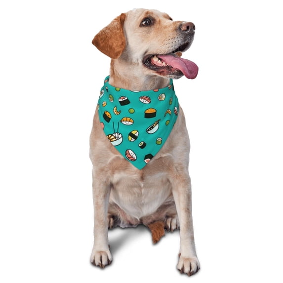 Naloa Sushi Dog Bandanas 1PC Washable Triangle Dog Scarfs Premium Durable Fabric, for Small Medium Large Dogs and Cats