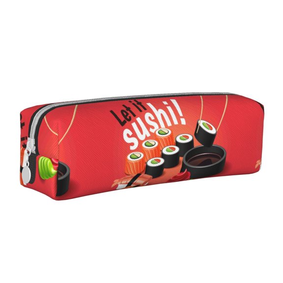 Naloa Sushi Leather Pencil Case, Makeup Pouch, Zipper Pouch for Daily Essentials, Storage Organizer, Cosmetics and Stationary Bag