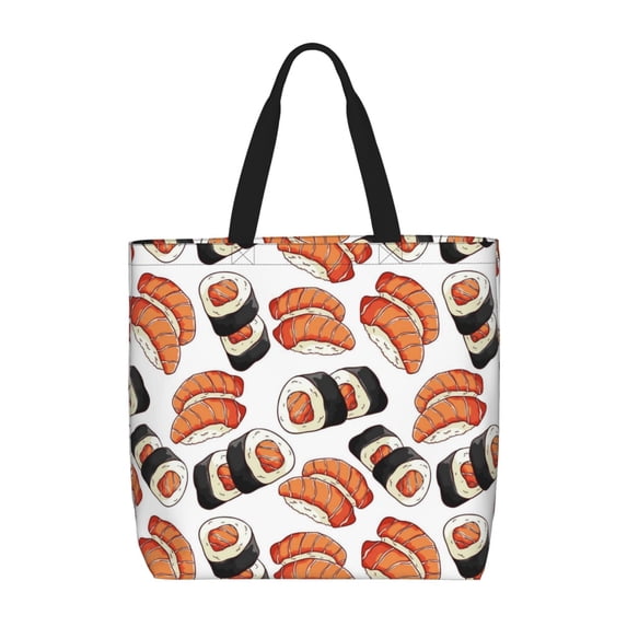 Naloa Sushi Roll Tote Bag for Women, Foldable Tote Bag With Zipper, Large Shoulder Bag, Top Handle Handbag for Travel, Work, Shopping