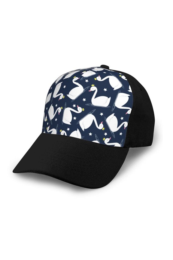 Swan Adult adjustable Print Baseball Hat, Patchwork curved brim baseball capfor Men and Women, One Size