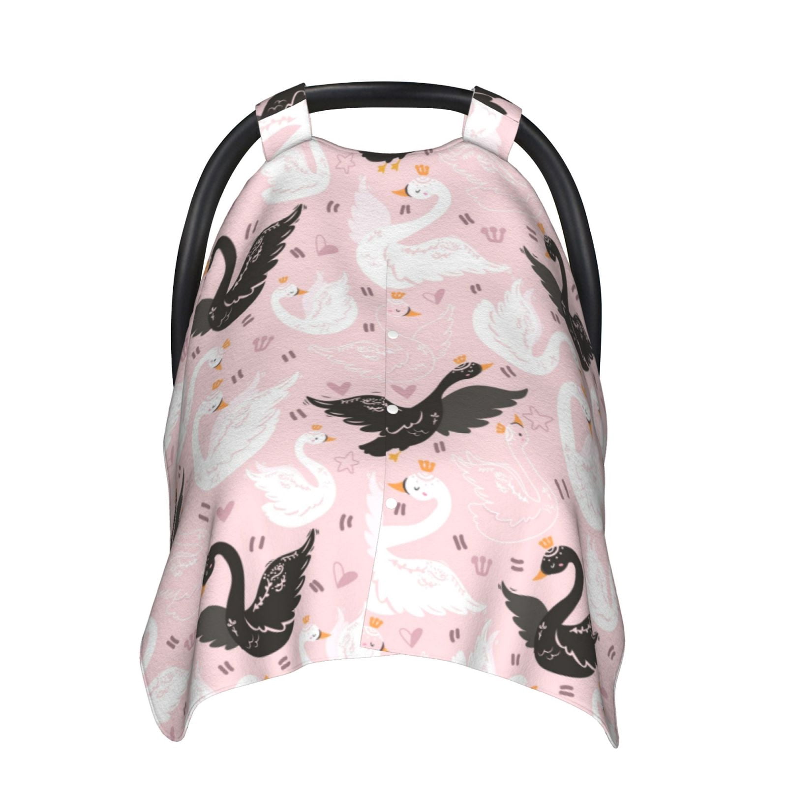 Naloa Swan And Flowers2 Baby Car Seat Cover, Breathable Baby Carrier Cover, Multiuse Baby Carrier Cover & Nursing Breastfeeding Cover
